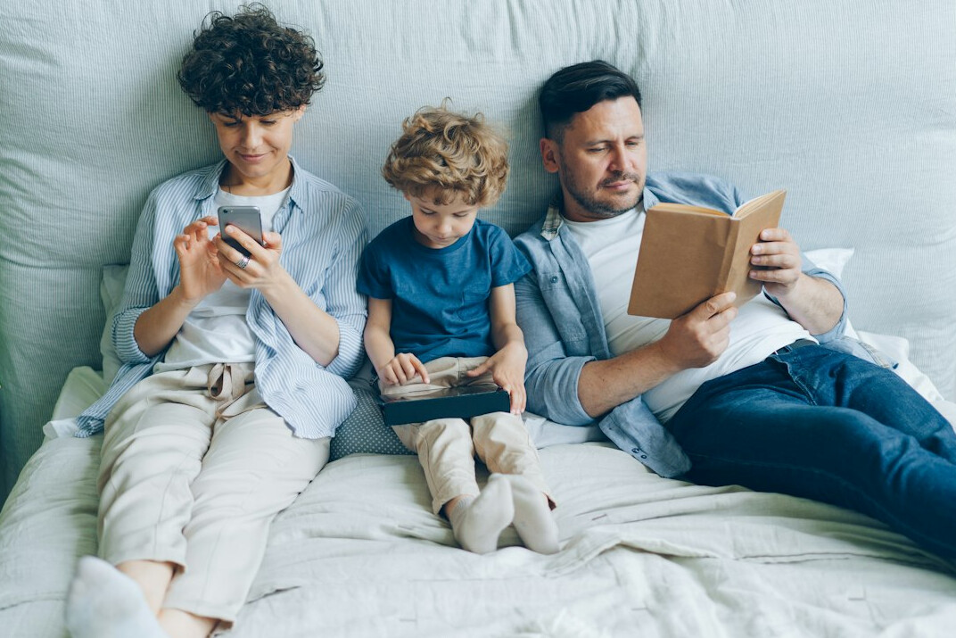 family reviewing finances